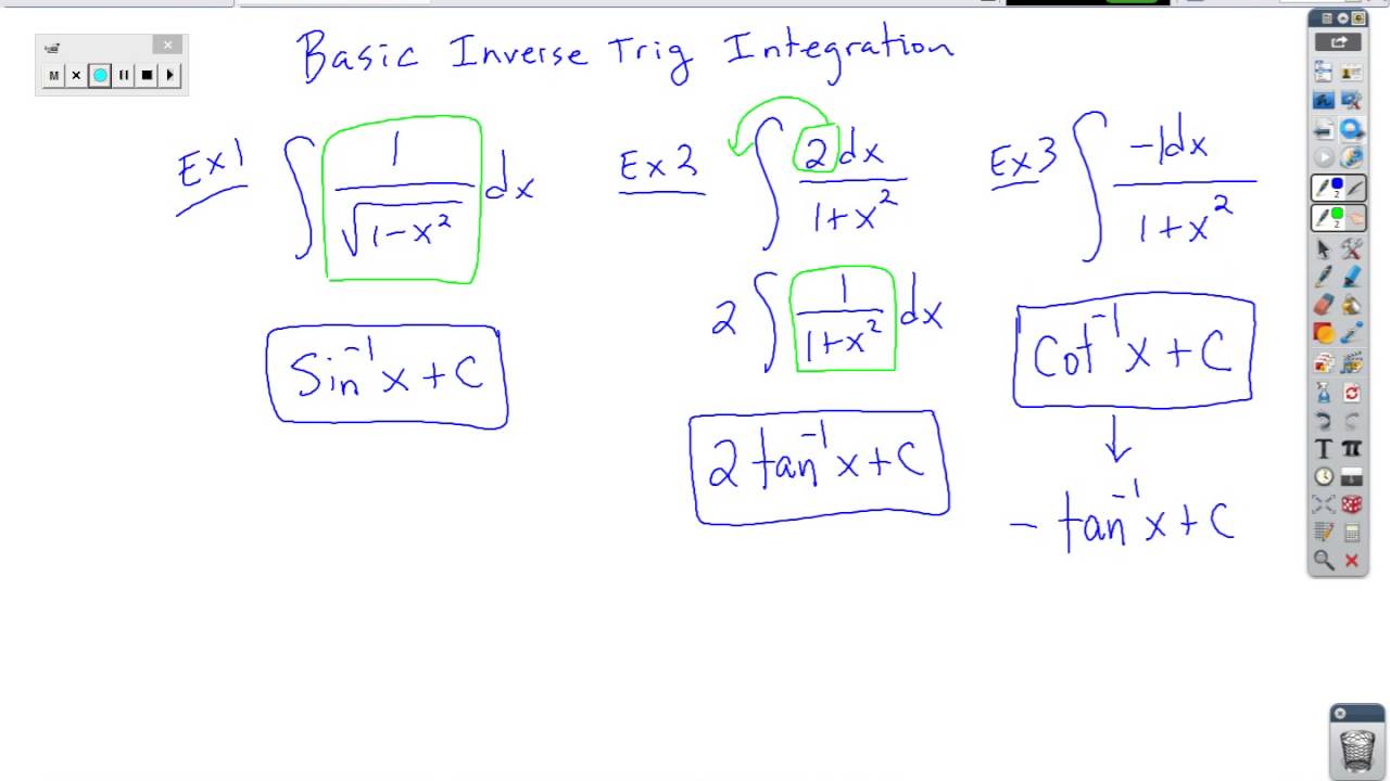 Basic Inverse Trig Integration - YouTube