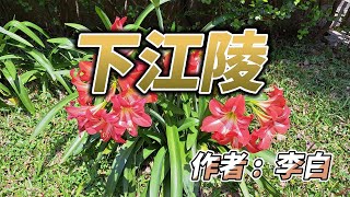 唐詩：下江陵｜作者：李白｜唐詩300首｜文學｜解釋｜朗讀｜詩詞歌畫｜學習中文｜下江陵｜詩詞｜賞析｜文化