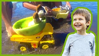 Toy Dump Trucks Launch Melon Boats