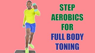 20 Minute Step Aerobics Workout for Full Body Toning (with Weights)