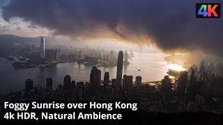 1 Hour Foggy Sunrise Hong Kong [4K Binaural ASMR]