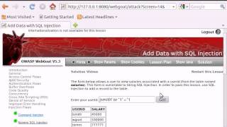 WebGoat v5.3 - Injection Flaws - Add Data with SQL Injection