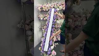 Pink Purple Rose Delphinium Flower Row Arrangement Wedding Background Decor