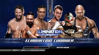 WWE 2K15 - DamienSandow,ReyMysterio,AlbertoDelRio,CMPunk,BadNewsBarrett,Ryback - Elimination Chamber