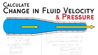 Calculate Change in Fluid Velocity & Pressure in a Tapering Pipe | Bernoulli's Law