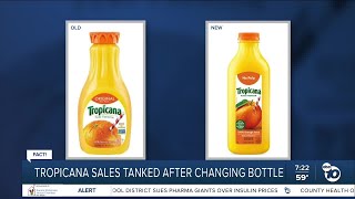 Tropicana orange juice sales tank after company changes bottle shape?