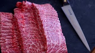 希少部位ザブトンの焼肉カットと経産牛肩ロースの肉磨き-wagyu cutting Chuck Eye Roll-