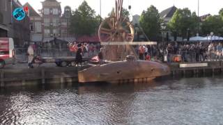 Tewaterlating duikboot Drebbel in Alkmaar (9 juni 2016)