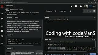 Codewars 7 kyu Dictionary from Two Lists Javascript