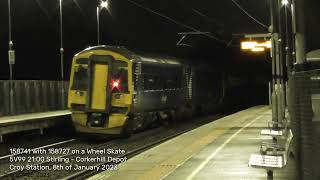 Class 158 on Wheel Skate | ScotRail 158741 hauling broken 158727 to Corkerhill passing Croy 08/01/23