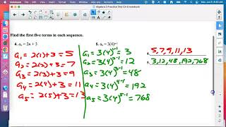 Algebra 2 Practice Test Chapter 9, June 6, 2022