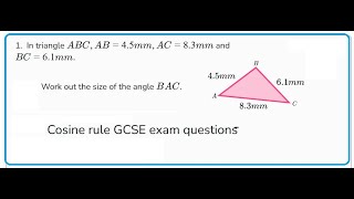 cosine rule GCSE past Question Paper | using JavaScript