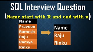 SQL Query Employee Name Start with R and end with u | SQL Interview Question | Substr | Like | Left