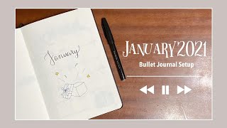 2021年1月子彈筆記排版 | Plan With Me | 2021 January Bullet Journal Setup｜妮的小日子