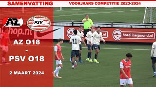 Samenvatting AZ O18 - PSV O18 zaterdag 2 maart 2024