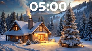 5 Minute Winter Countdown Timer ❄️ | Silent Timer with Chimes in Snowy Cabin