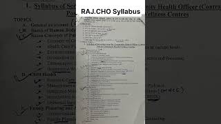 RAJASTHAN CHO official Syllabus by RSSSB