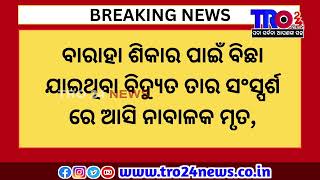 ଝାରସୁଗୁଡା ଜିଲ୍ଲା ରେଙ୍ଗାଲି ଥାନା ସରେଇପାଲି ଗ୍ରାମରେ ବାରାହା ଶିକାର ପାଇଁ ବିଛା ଯାଇଥିବା ବିଦ୍ୟୁତ ତାର ସଂସ୍ପର୍ଶ