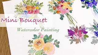 How to Paint Mini Bouquet with watercolor