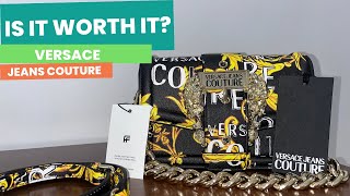 VERSACE JEANS COUTURE BAG | UNBOXING \u0026 REVIEW | Baroque Buckle Printed shoulder bag | FARFETCH