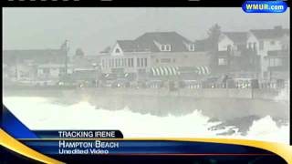 Waves Hit Hampton Beach Sea Wall