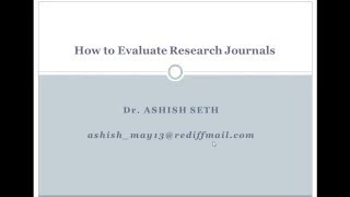 Evaluating Research Journals