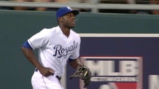 LAD@KC: Cain snags Puig's liner to end the frame