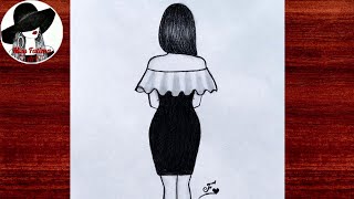 Easy girl backside drawing | Girl drawing step by step | Pencil drawing tutorial