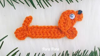 Crochet Dachshund Dog Applique I Crochet Dog I Crochet Animal Applique