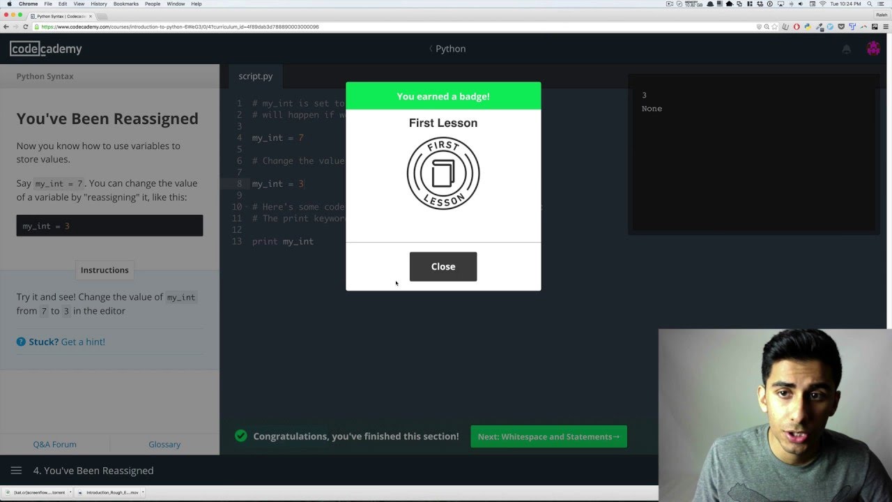 Codecademy - Python: Tutorial #1 - YouTube