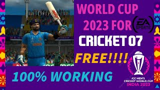 World cup 2023 patch for ea cricket 07 FREE!!!! with ASIA CUP 2023 link install  HINDI 100%WORKING.