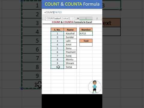 COUNT & COUNTA Formula in Excel #excel #exceltips #exceltutorial #msexcel #msexcelfullcourse #shorts