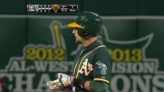 WSH@OAK: Lowrie lines an RBI double to the gap