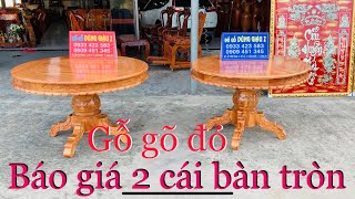 Báo giá 2 cái bàn tròn 8 ghế gỗ gõ đỏ mới hoàn thiện: 2-12-2020