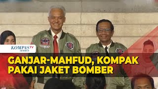 Momen Kedatangan Ganjar-Mahfud Jelang Debat Capres di Istora, Kompak Pakai Jaket Bomber