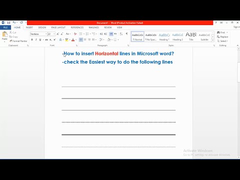 How to insert Horizontal lines in Microsoft word?