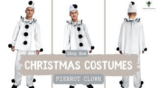 Pierrot Clown Mime Cosplay Costume Vintage Circus Halloween Stage Outfit Theme Party Suit #Takerlama