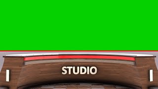 Virtual Studio Desk Green Screen | Wooden News Desk Background