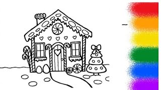 How to Draw A Gingerbread House |Draw+colour/Easy Drawing for kids/Easy step by step drawing
