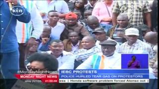 Kenyan opposition leader Raila Odinga’s car hit as police disperse anti-IEBC protests in Nairobi