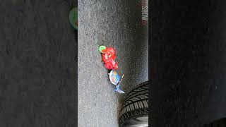 Experiment Car vs 32 Rainbow Water Balloons #Short16