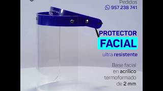 Protector facial con visor de acrílico termoformado de 2 mm