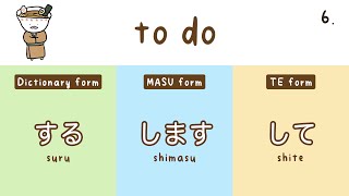 50 Basic Japanese Verbs in Dictionary, MASU and TE Forms