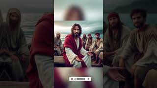 Jesus was in a boat with a group of men. On the ocean.