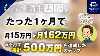 【マーケ講座受講生実績】講座開始1ヶ月で月15万→月162万 5ヶ月で累計500万達成！【おさる×やまやんさん対談】