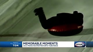 Memorable Tom Griffith moment: WMUR anchor competes in 2013 Manchester mayor's tube race