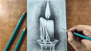 How to Draw a CANDLE with Pencil - Step by Step (Easy)