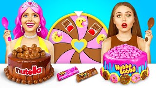 Bubble Gum VS Chocolate Food Challenge! Bubble Gum Blowing Battle 24 Hours by RATATA CHALLENGE