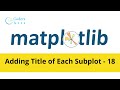 Adding Title Of Two Subplot in Matplotlib Python - 18 | Matplotlib Tutorial
