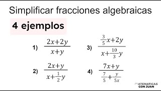 CÓMO SIMPLIFICAR FRACCIONES ALGEBRAICAS DIFÍCILES. 4 Ejercicios.